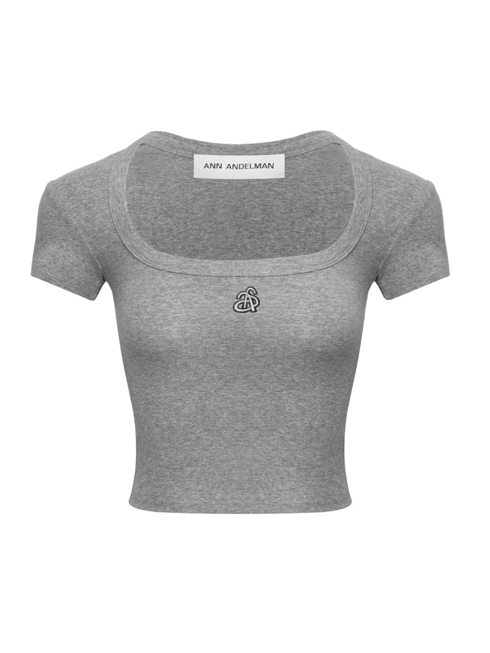 Ann Andelman Gray Square Neck Short Sleeve T-Shirt